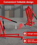 2 Ton Cherry Picker Engine Hoist Heavy Duty Folding Hydraulic Crane With 6 Casters And Lever For Auto Repair Garage