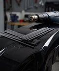 Get Your Bumper Fixed With This Ultimate 100 Pc Set Of Black Pp Plastic Welding Rods on car bumper ready for repairs.
