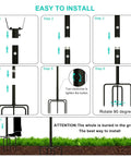 Installation steps for Two Pack 11 Foot Rust Proof Steel String Light Poles with Heavy Duty Stands and Five Prong Stabilizers.