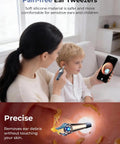 Ear Wax Removal Kit With Flexible Ear Camera Otoscope Visual Ear Cleaner Tweezers Wax Remover 3 Piece Ear Cleaning Tools shown