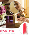 Woman using jewelry box with 15Pcs Self Adhesive Acrylic Piano Hinges Flush Hinge Set for Jewelry Boxes Cabinets and Small Containers Clear Durable Plastic with Tool Free Mounting No Drilling Easy Install