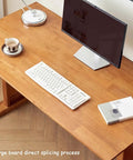 Image of Fully Adjustable Standing Desk With Two Spacious Drawers And Ergonomic Sit Stand Design Smooth Glide Solid Wood Surface, featuring solid wood finish, keyboard, and coffee.