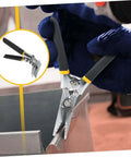 Heavy Duty Hand Seamer Pliers for Metal Bending and Sheet Flattening with tight clamp technology in use on light steel keel