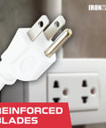 100 Foot White Outdoor Extension Cord With 3 Outlets, Beefy Heavy Duty All Weather 16/3 SJTW Power Cable, Grounded 3 Prong, 10 Amp