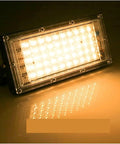 JUDYSSY Security Lights Outdoor Reflector Led Floodlight Outdoor Flood Light S with warm light, showcasing aluminum housing and bright LEDs.