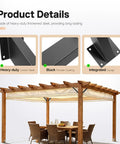 Set Of Four 45 Degree Angle Pergola Brackets Heavy Duty Connectors For Wooden Structures Gazebos Carports Treehouses And Slides Steel Powder Coated Black Outdoor DIY Essential