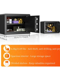 Heavy Duty Home Safe With Digital Keypad Lock And Fireproof Steel Cabinet 2.0 Cu Ft showing open door, divided shelves with valuables.