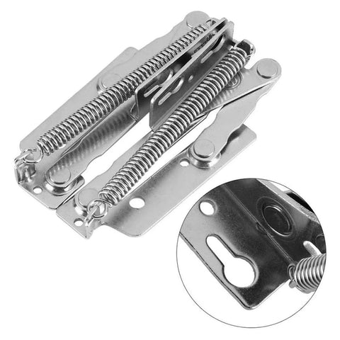 Heavy Duty Spring Hinge Folding Lifting Brackets For Furniture Support Hinges Cabinets And Benches Tough As Nails 80 Degree Opening Steel Construction Easy Install Set Of 2, close-up view of steel hinges