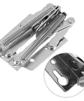 Close-up of Two Pieces 80 Degree Foldable Lifting Brackets Sofa Hinge Self Locking Steel For Heavy Duty Support Easy Install.