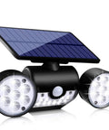 Solar Motion Sensor Lights Outdoor Dual Head Security Lights LED Waterproof 360 Degree Adjustable Wall Lights For Garden Patio Garage Motion Activated 1 Pack