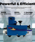 Badass Handheld Glass Polisher And Edge Grinder Machine with 800W motor and 8000 RPM speed, designed for efficient edge finishing.