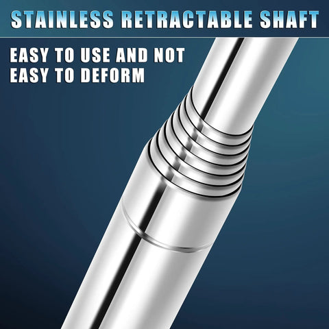 Close-up of Premium Stainless Telescopic Golf Ball Retriever With Dual Rubber Head For Easy Ball Pickup No Sweat Rust Resistant Shaft