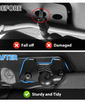 Jeep Sun Visor Repair Kit With Zinc Alloy Clips for 2018 JK, 2018 to 2023 JL, showing before and after installation results.