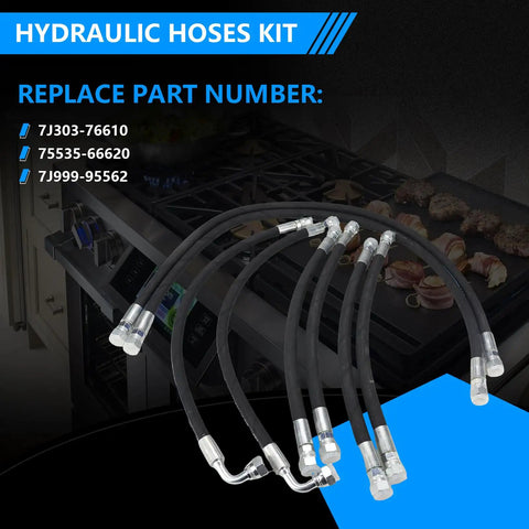 Front Loader Hydraulic Hoses Kit Fits LA350A LA401 LA402 LA402-1 with parts 7J303-76610 75535-66620 7J999-95562 displayed