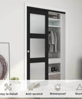 Sliding Closet Door 48 Inch Wide Two Panels Each 24.5 Inch Wide, 3 Lite Frosted Glass Bypass With Hardware Kit installed in room