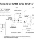 Template for BD4000 Series Barn Door Locks with measurements and installation guide.