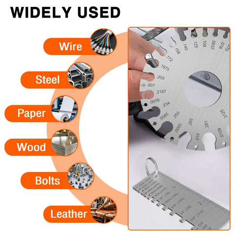 Round Dual Sided Wire Gauge And Sheet Thickness Gauge Set In Stainless Steel Welding Measurement Tool 2 Piece Wire Size Chart