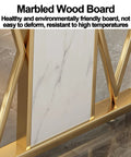 Marbled Wood Board with gold accents, environment-friendly and heat-resistant, ideal for tabletops with Heavy Duty Industrial Metal Table Legs Solid Wrought Iron Black Finish.