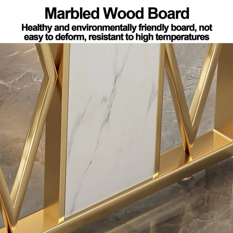 Marbled Wood Board with gold accents, environment-friendly and heat-resistant, ideal for tabletops with Heavy Duty Industrial Metal Table Legs Solid Wrought Iron Black Finish.