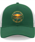 Green Trucker Cap For Men And Women, Casual Sport Hat With Adjustable Buckle, Front Graphic Design, One Size Fits Most, Everyday Outdoor Wear