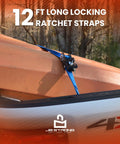 Lock It Down Pat With These Tangle Free Anti Theft Ratchet Straps 2 Pack Featuring Keyed Locks Cut Resistant Webbing and A Comfy Grip for Secure Heavy Duty Tie Downs That Keep Things Tight on a kayak during transport.
