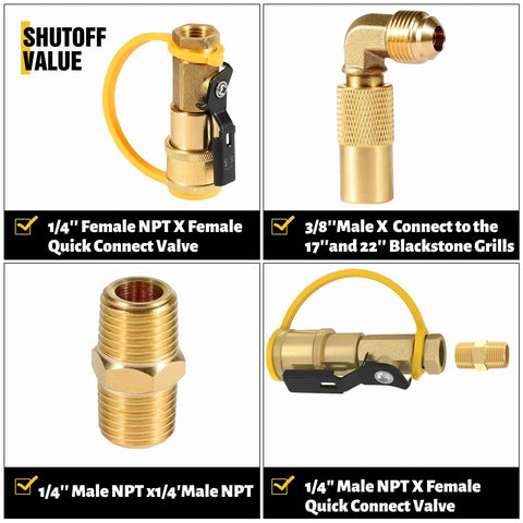 12Ft Propane Quick Connect Hose For RV To Grill, Stainless Steel Braided With Elbow Adapter, One Quarter Inch Female Quick Disconnect fittings