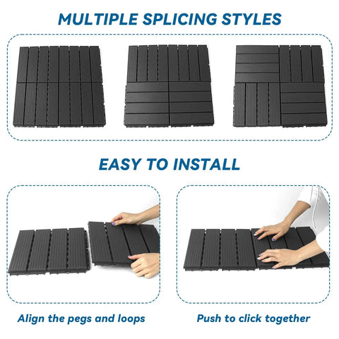 Interlocking Plastic Deck Tiles 36 Sq Ft Pack 36 12 by 12 Inches Waterproof Outdoor Flooring installation steps