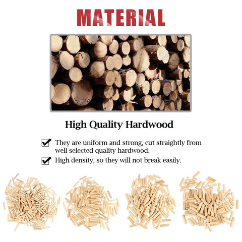 Round Fluted Wooden Dowel Pins Kit Featuring Hardwood Beveled Dowel Rods For Furniture Connectors, perfect for woodworking