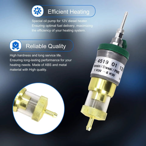 Oil Fuel Pump With Double Filter For 2KW 3KW 5KW Diesel Heater Inline Electric Dosing Pump Pulse Metering Fuel Delivery For Webasto And Eberspacher Heaters