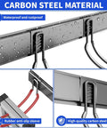64 Inch Heavy Duty Wall Mounted Garden Tool Organizer with 10 Adjustable Hooks highlighting durable steel construction and features