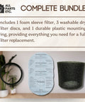 Foam Filter Sleeve Kit For Wet Dry Vacs That Snaps On Easy, Includes One Foam Sleeve, Three Reusable Dry Filters, And One Mounting Ring