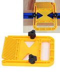 Shop Tough Woodworking Featherboard Kickback Slayer For Table And Band Saws Lock Down Workpieces Secure Hand Protection Tight Grip Yellow Heavy Duty Plastic Duo Pack positioned on table for precise cutting.