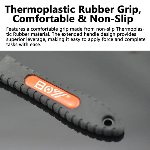 Close-up of thermoplastic rubber grip on pro shop grade bike cone wrench, ensuring comfort and non-slip handling for tapered hubs.