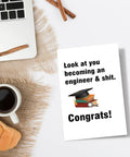 Funny Engineer Graduation Card For The New Grad With Blank Inside For Your Personal Message, 8 By 5 Point 3 Inch Folded Card