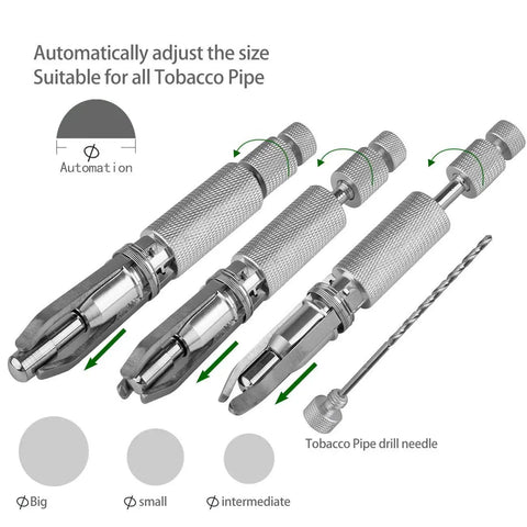 Adjustable Stainless Steel Tobacco Pipe Reamer Tool With 3 Level Handle Durable Scraper And Cleaner Poker Tamper And Bit Pass Needle