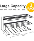 Power Tool Organizer Wall Mount For Garage With Drill Holder And Storage Rack showing two-pack shelf capacity.