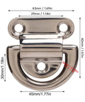 Stainless Steel Folding Pad Eyes D Rings Replacement Set For Marine Yacht Deck Hardware, shown with dimensions and polished finish.