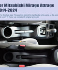 Mitsubishi Mirage 2014-2024 Armrest Box Center Console Organizer installation view behind handbrake