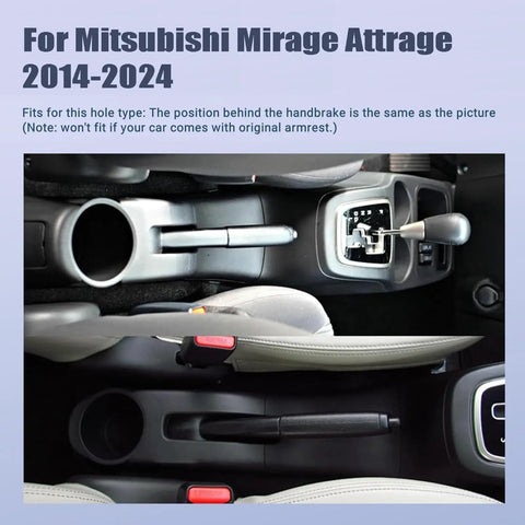 Mitsubishi Mirage 2014-2024 Armrest Box Center Console Organizer installation view behind handbrake