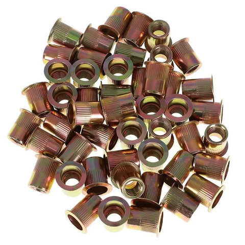 Go-To Rivet Nut Kit 3/8-16 Threaded Inserts Nutserts 50 Pc Set for Quick Auto Body Repairs and DIY Projects Durable Rivnut Fasteners with Versatile Size Range, 3/8-16 steel inserts