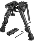 Carbon Fiber Bipod 6 To 9 Inches With M-Rail Adapter showing quick clamp and durable design for precision shooters.