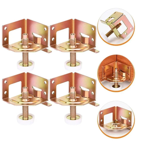 Eight Adjustable Furniture Feet Set For Leveling On Uneven Floors No Wobble, Threaded Post Levelers with brass finish