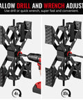 Heavy Duty Wheel Chocks Stabilizer For RVs Travel Trailers And Trucks Drill Adjustable 2 Pack in use with drill and wrench