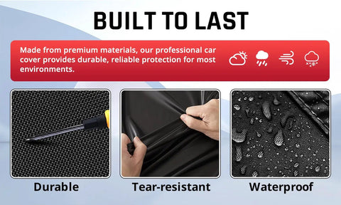 Ford Weatherproof Car Cover For All Weather Use With Red Stripe Design, Custom Fit For 1994 To 2025 Ford Models durability features