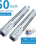 Heavy Duty Drawer Slides One Pair Telescopic Ball Bearing Tracks Full Extension Locking Brackets For Kitchen Cabinets And Pantry, 60 inch.