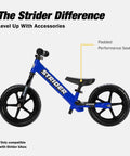 Strider bike with Performance Seat With XL Post For 12 And 14X Balance Bikes Extends Seat Height From 15 To 19 Inches Quick No Tool Assembly