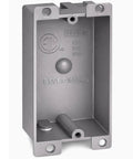 Premium Gray Single Gang Remodel Electrical Box, 8 Cubic Inch Shallow Old Work Junction Enclosure showing interior components.