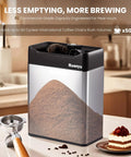Automatic Electric Portafilter Cleaner With Quick Snap Three Way Mount And Six Liter Reservoir Fits Fifty One And Fifty Eight Millimeter Espresso Baskets No Mess Barista Approved Maintenance For Top Shelf Coffee Rig Zero Grind Leftovers Daily, featuring 6L capacity with coffee grounds.