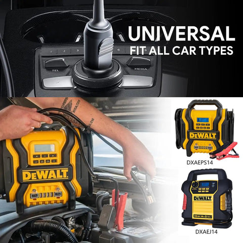 Legit Replacement 14.5V DC Charger Car Adapter Compatible With Dewalt DXAEPS14 Jump Starter with car connection in use.