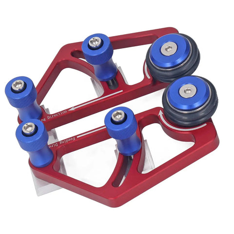Close-up of Knock Out Clean Cuts With This Heavy Duty Aluminum Bearing Roller Feeder Jig For Table Saws And Band Saws Featuring Dual Precision Rollers.